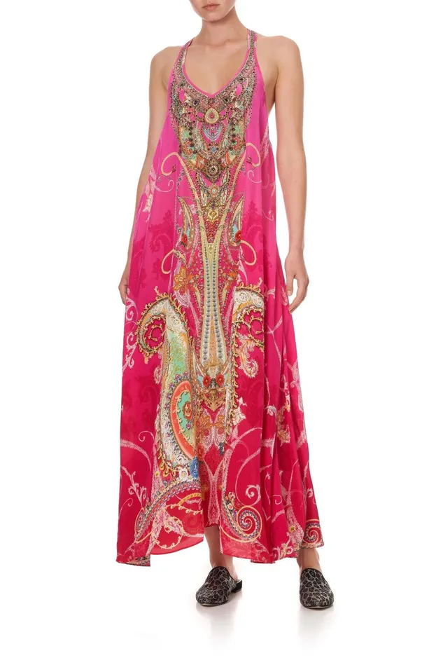 Camilla Wedding Guest Dresses Women V Neck Racerback Dress Rainbow Rhythm