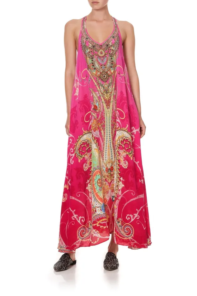 Camilla Wedding Guest Dresses Women V Neck Racerback Dress Rainbow Rhythm