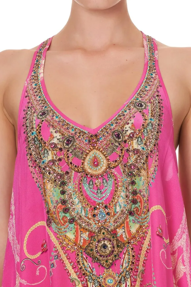 Camilla Wedding Guest Dresses Women V Neck Racerback Dress Rainbow Rhythm