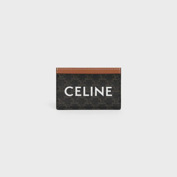 Card Holder In Triomphe Canvas With Celine Print Tan Women CELINE CARD HOLDERS Card Holder In Triomphe Canvas With Celine Print Tan Women CELINE CARD HOLDERS