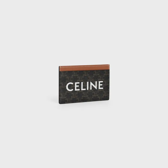 Card Holder In Triomphe Canvas With Celine Print Tan Women CELINE CARD HOLDERS Card Holder In Triomphe Canvas With Celine Print Tan Women CELINE CARD HOLDERS