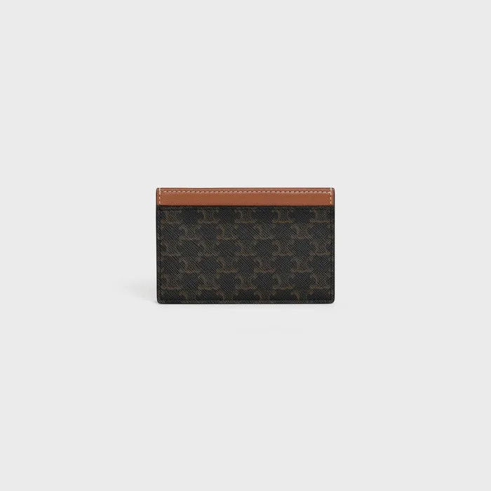 Card Holder In Triomphe Canvas With Celine Print Tan Women CELINE CARD HOLDERS Card Holder In Triomphe Canvas With Celine Print Tan Women CELINE CARD HOLDERS