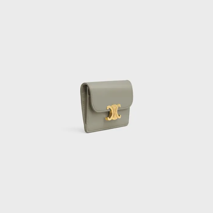 Card Holder With Flap Triomphe In Shiny Calfskin Green Clay Women CELINE CARD HOLDERS Card Holder With Flap Triomphe In Shiny Calfskin Green Clay Women CELINE CARD HOLDERS