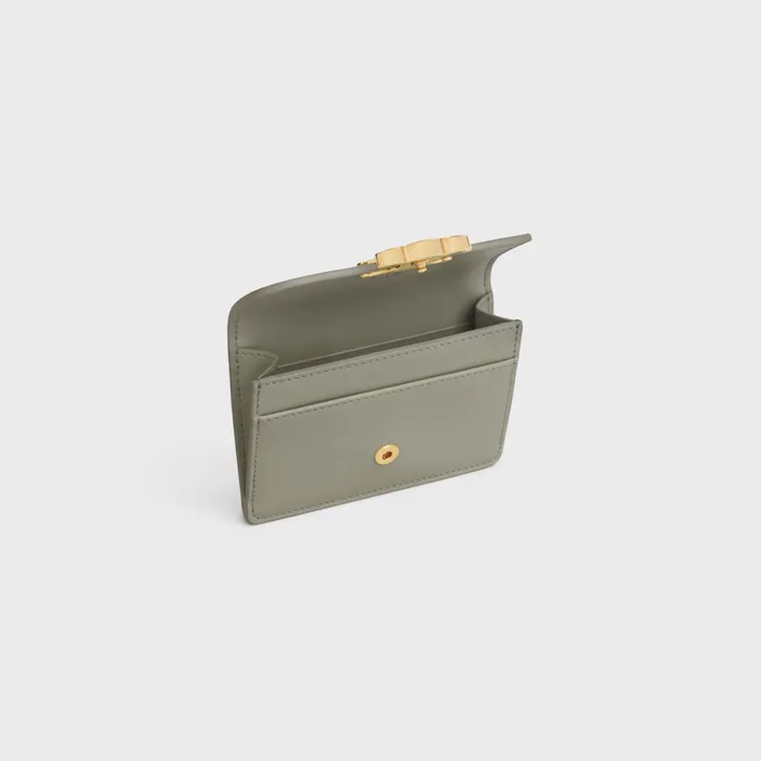 Card Holder With Flap Triomphe In Shiny Calfskin Green Clay Women CELINE CARD HOLDERS Card Holder With Flap Triomphe In Shiny Calfskin Green Clay Women CELINE CARD HOLDERS
