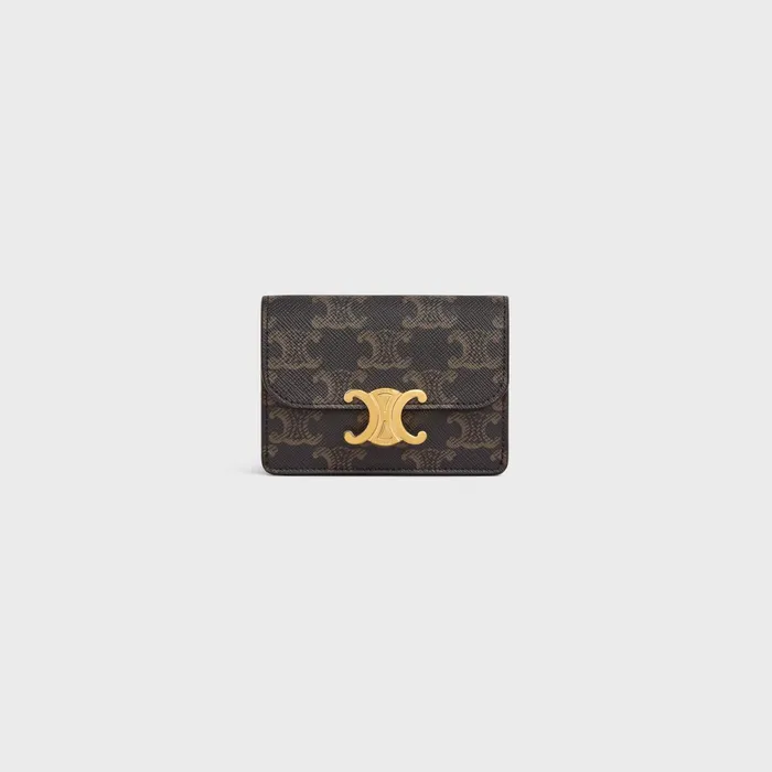 Card Holder With Flap Triomphe In Triomphe Canvas Tan Women CELINE CARD HOLDERS Card Holder With Flap Triomphe In Triomphe Canvas Tan Women CELINE CARD HOLDERS