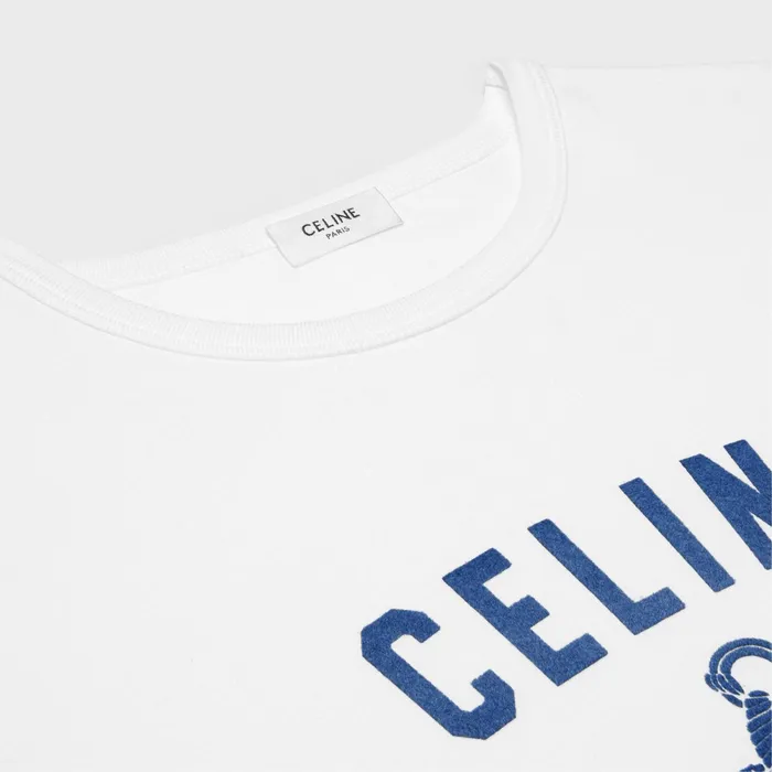 Celine 70039S Anchor TShirt In Cotton Jersey Off White Navy Women CELINE TSHIRTS AND SWEATSHIRTS