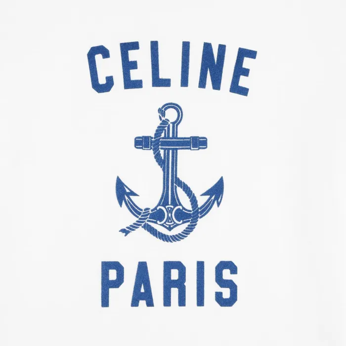 Celine 70039S Anchor TShirt In Cotton Jersey Off White Navy Women CELINE TSHIRTS AND SWEATSHIRTS