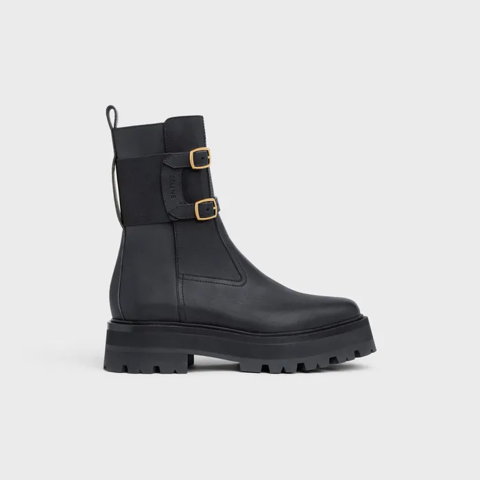 Celine Bulky Buckled Medium Boot In Calfskin Black Women CELINE BOOTS AND ANKLE BOOTS Celine Bulky Buckled Medium Boot In Calfskin Black Women CELINE BOOTS AND ANKLE BOOTS