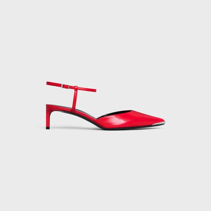 Celine Kitten With Metal Toe In Kidskin Pop Red Women CELINE PUMPS