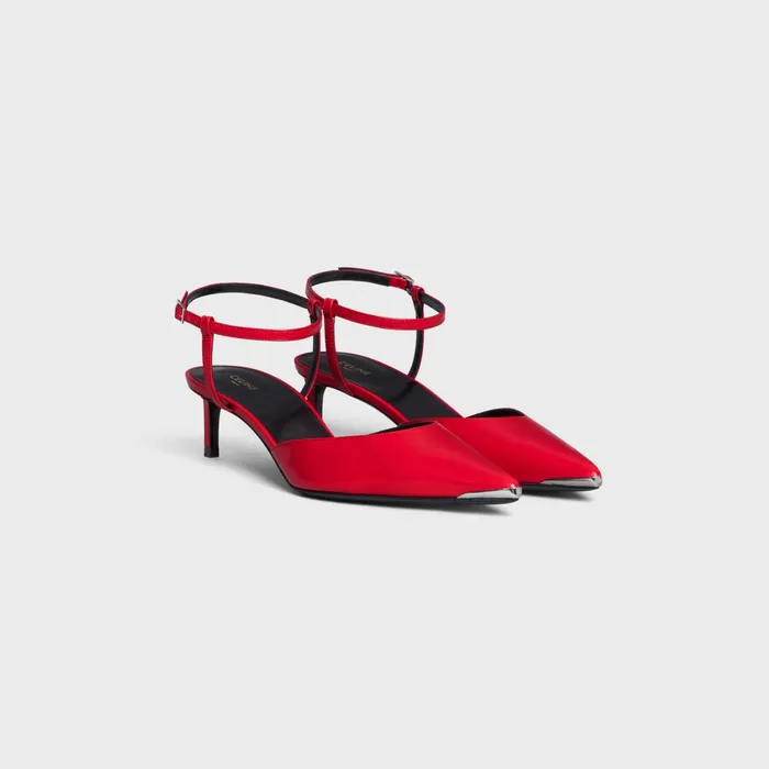 Celine Kitten With Metal Toe In Kidskin Pop Red Women CELINE PUMPS