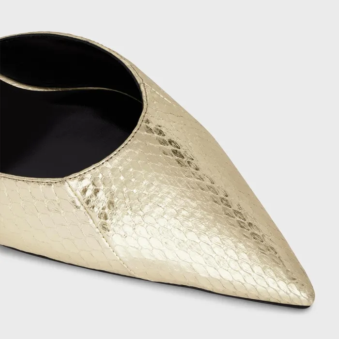 Celine Kitten With Strap Triomphe In Laminated Ayers Platinium Women CELINE PUMPS