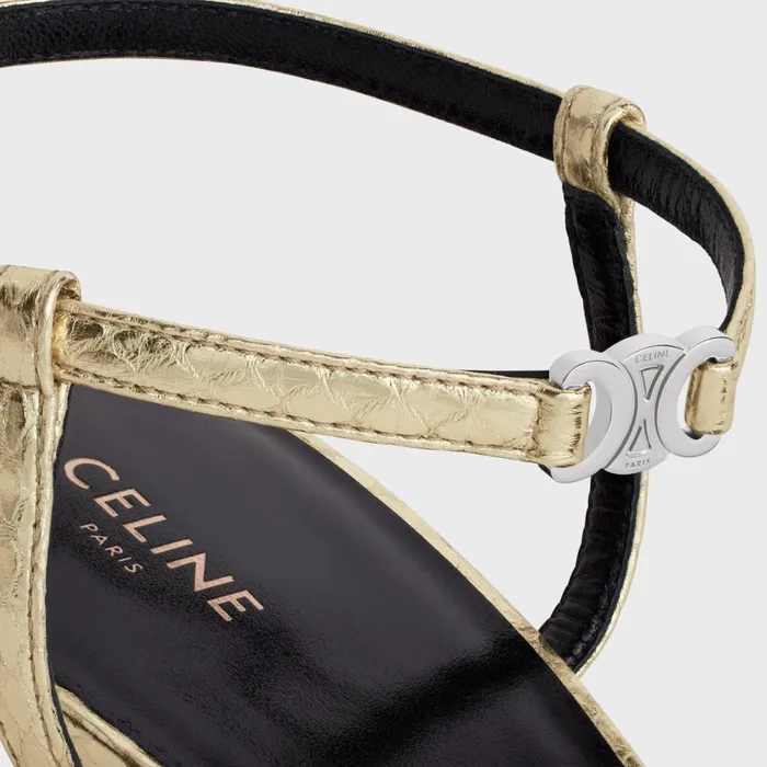 Celine Kitten With Strap Triomphe In Laminated Ayers Platinium Women CELINE PUMPS