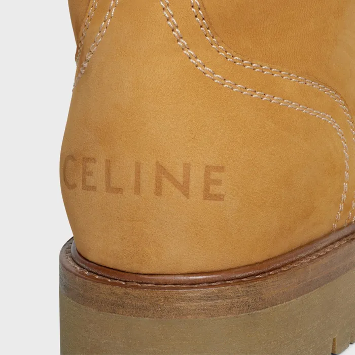 Celine Kurt LaceUp Mid Boot In Nubuck Calfskin And Shearling Light Tannatural Women CELINE BOOTS AND ANKLE BOOTS Celine Kurt LaceUp Mid Boot In Nubuck Calfskin And Shearling Light Tannatural Women CELINE BOOTS AND ANKLE BOOTS