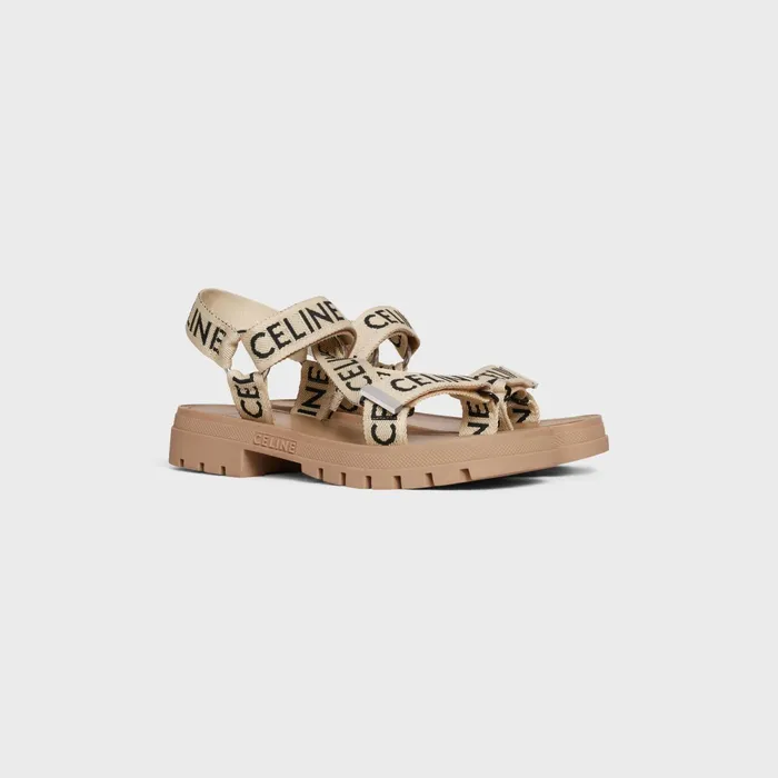 Celine Leo Strappy Sandal In With 034Celine034 Jacquard Sandblack Men CELINE SANDALS