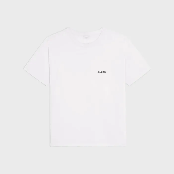 Celine Loose TShirt In Cotton Jersey Ecru Black Men CELINE TSHIRTS AND SWEATSHIRTS Celine Loose TShirt In Cotton Jersey Ecru Black Men CELINE TSHIRTS AND SWEATSHIRTS