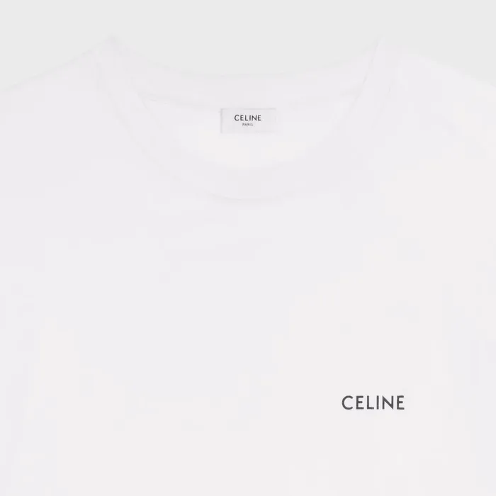 Celine Loose TShirt In Cotton Jersey Ecru Black Men CELINE TSHIRTS AND SWEATSHIRTS