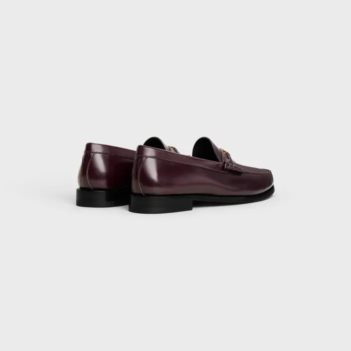 Celine Luco Triomphe Loafer In Polished Bullskin Burgundy Men CELINE LOAFERS AND MOCASSINS