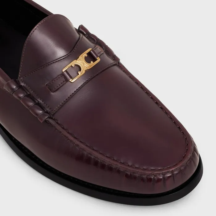 Celine Luco Triomphe Loafer In Polished Bullskin Burgundy Men CELINE LOAFERS AND MOCASSINS