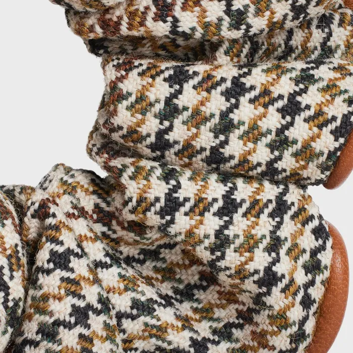 Celine Scrunchy Pied De Poule In Brass With Gold Finish Wool And Lambskin Multico Women CELINE HAIR ACCESSORIES Celine Scrunchy Pied De Poule In Brass With Gold Finish Wool And Lambskin Multico Women CELINE HAIR ACCESSORIES