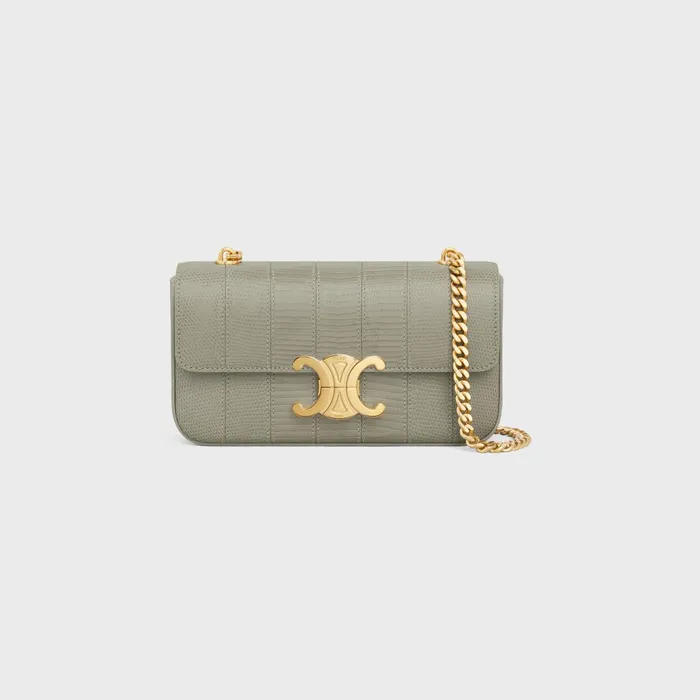Chain Shoulder Bag Claude In Lizard Patchwork Green Clay Women CELINE CLAUDE