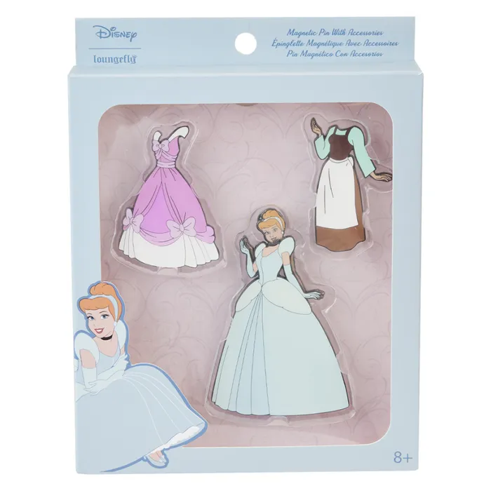 Cinderella Paper Dolls Magnetic Pin Set Unisex Loungefly Enamel Pins
