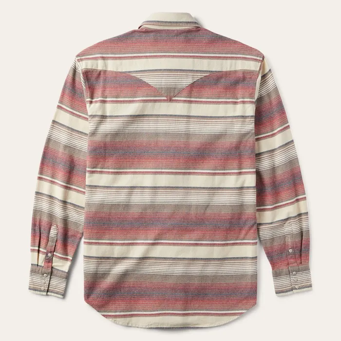 Classic Cut Men Stetson Brushed Twill Striped Shirt Red