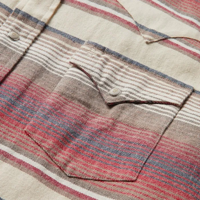 Classic Cut Men Stetson Brushed Twill Striped Shirt Red