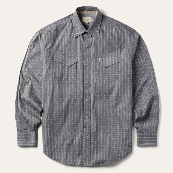 Classic Cut Men Stetson Horseshoe Stripe Print Shirt Horseshoe Stripe Print Shirt Classic Cut Men Stetson Horseshoe Stripe Print Shirt Horseshoe Stripe Print Shirt