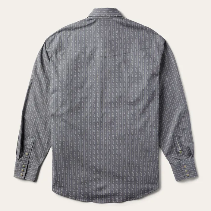 Classic Cut Men Stetson Horseshoe Stripe Print Shirt Horseshoe Stripe Print Shirt