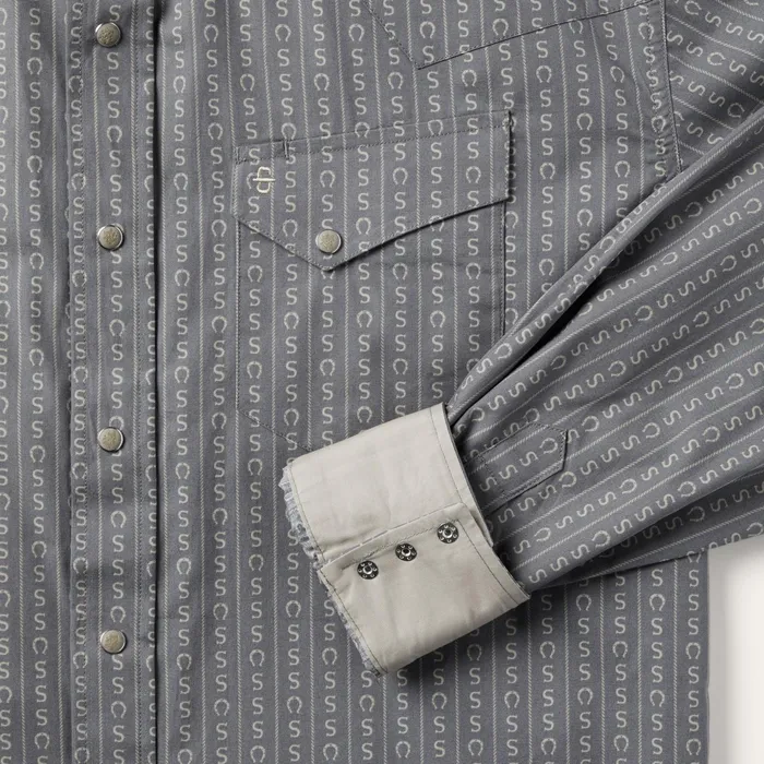 Classic Cut Men Stetson Horseshoe Stripe Print Shirt Horseshoe Stripe Print Shirt