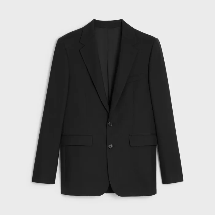 Classic Jacket In Wool Gabardine Black Men CELINE JACKETS and TROUSERS