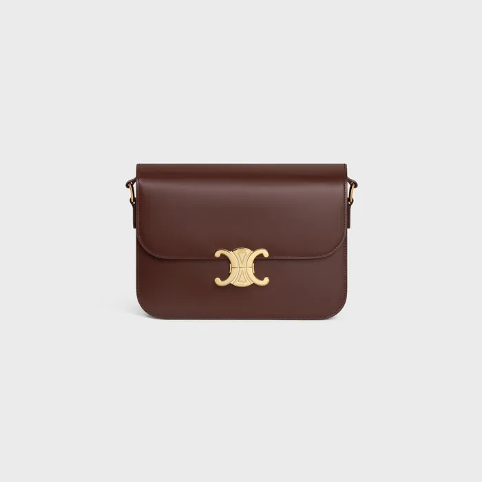 Classique Triomphe Bag In Shiny Calfskin Chestnut Women CELINE TRIOMPHE