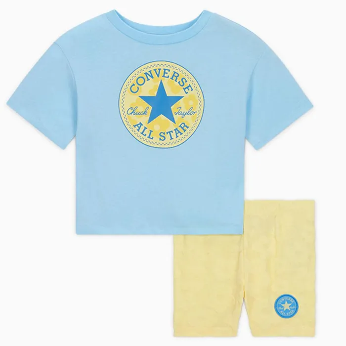 Converse Pants and Shorts Chuck Patch TShirt and Biker Short Set Like Butter 8211 Kids Converse Pants and Shorts Chuck Patch TShirt and Biker Short Set Like Butter 8211 Kids