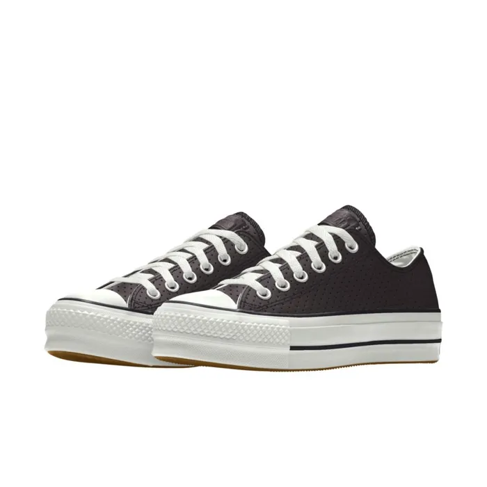 Converse Platforms Custom Chuck Taylor All Star Lift Platform Leather By You Black Perforated 8211 MenWomen