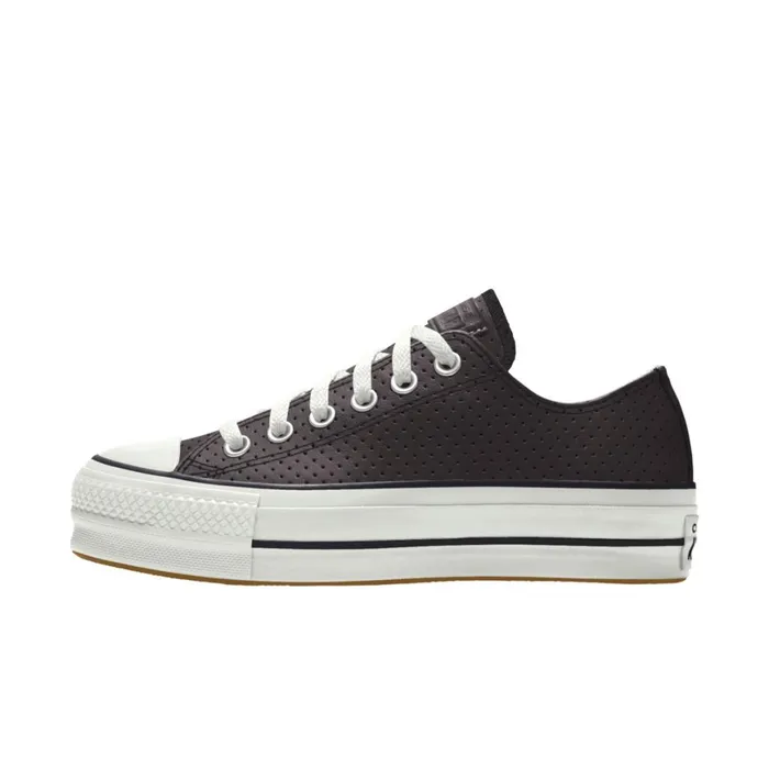 Converse Platforms Custom Chuck Taylor All Star Lift Platform Leather By You Black Perforated 8211 MenWomen