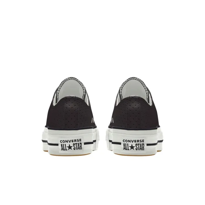 Converse Platforms Custom Chuck Taylor All Star Lift Platform Leather By You Black Perforated 8211 MenWomen