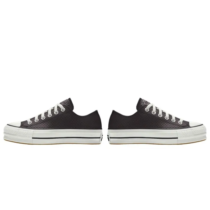 Converse Platforms Custom Chuck Taylor All Star Lift Platform Leather By You Black Perforated 8211 MenWomen