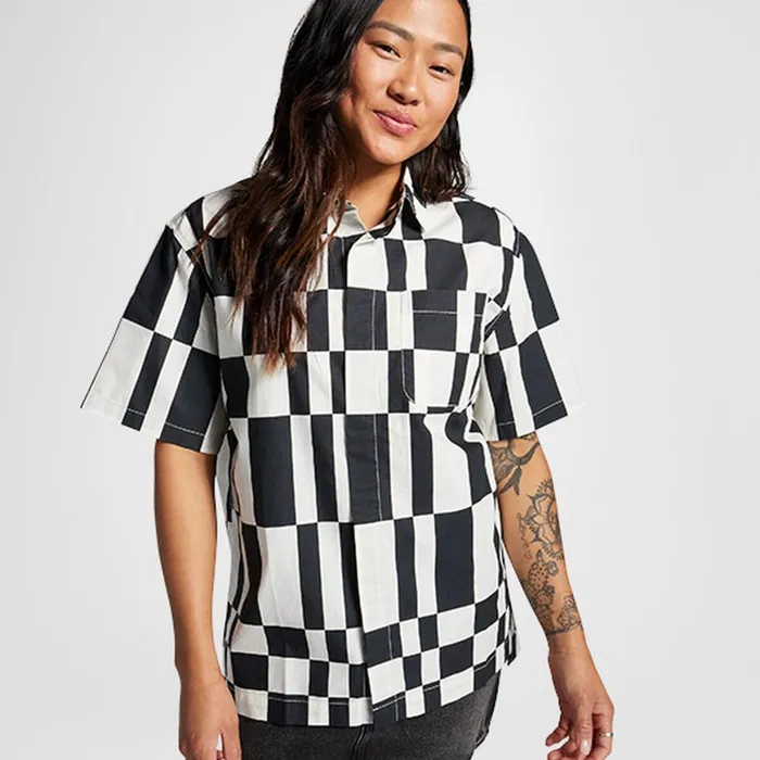 Converse Tops and Shirts Checkered Short Sleeve ButtonDown Shirt Converse Black 8211 Women Converse Tops and Shirts Checkered Short Sleeve ButtonDown Shirt Converse Black 8211 Women