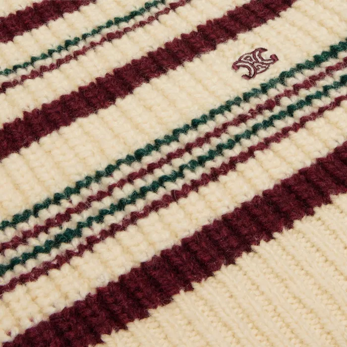 Crew Neck Sweater In Striped Ribbed Wool Off White Women CELINE KNITWEAR