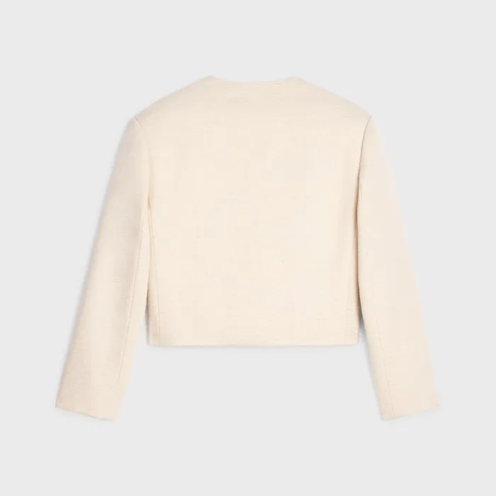 Cropped Military Jacket In Silk Rush Vanilla Women CELINE JACKETS