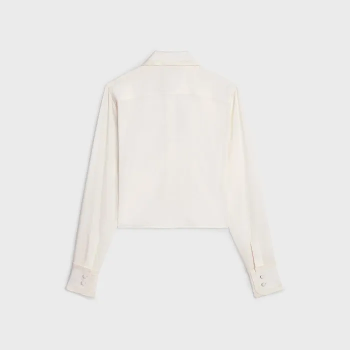 Cropped Romy Shirt In Silk Crepe Ivory Women CELINE SHIRTS AND TOPS