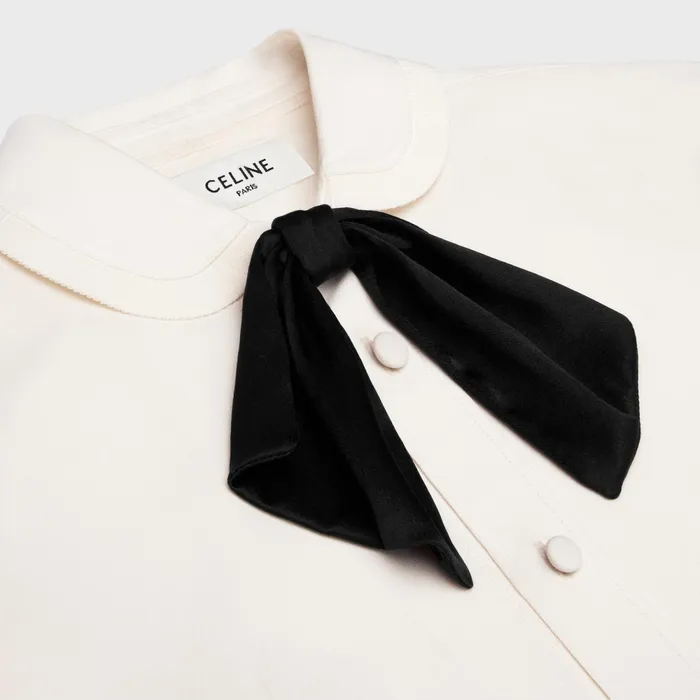 Cropped Romy Shirt In Silk Crepe Ivory Women CELINE SHIRTS AND TOPS