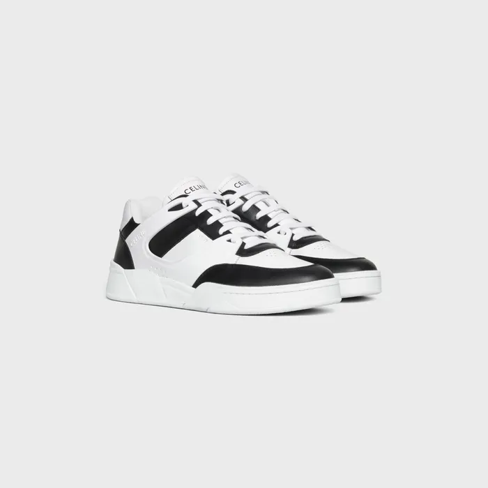 Ct07 Celine Trainer Low LaceUp Sneaker In Calfskin Optic White Black Men CELINE SNEAKERS
