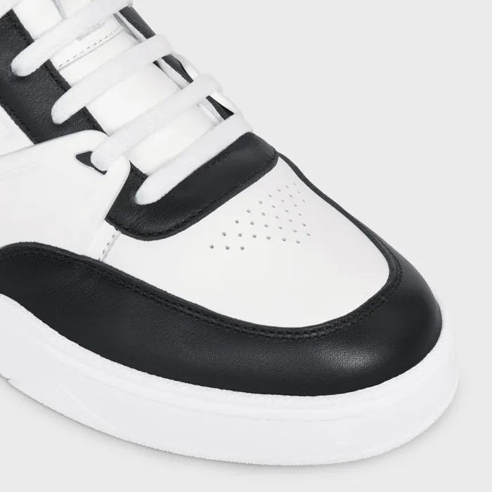 Ct07 Celine Trainer Low LaceUp Sneaker In Calfskin Optic White Black Men CELINE SNEAKERS