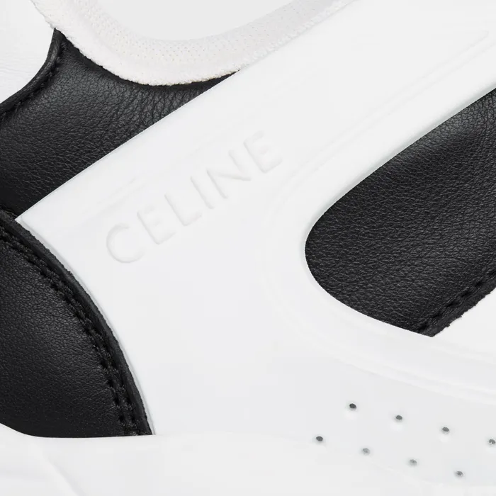 Ct07 Celine Trainer Low LaceUp Sneaker In Calfskin Optic White Black Men CELINE SNEAKERS