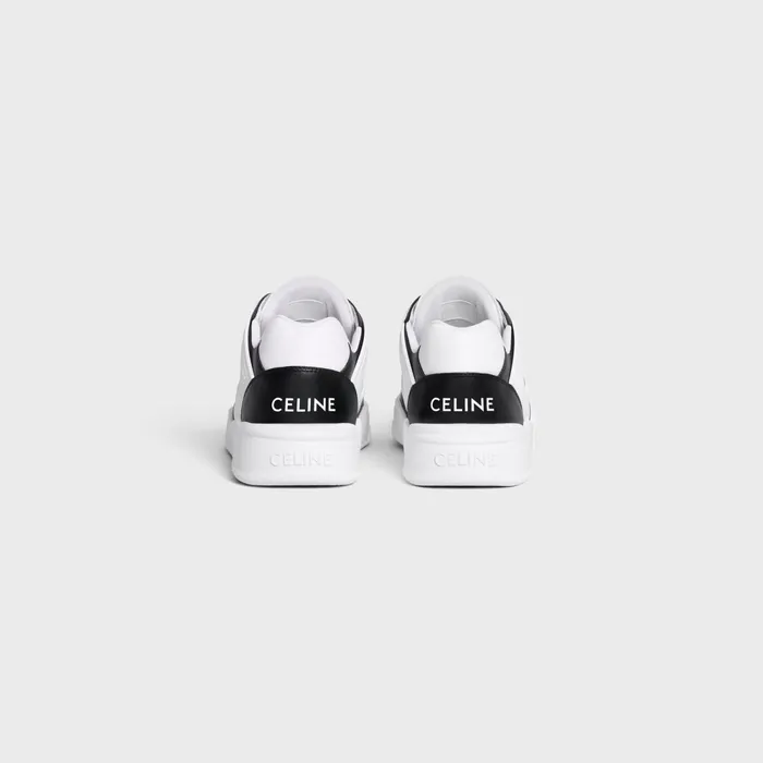 Ct07 Celine Trainer Low LaceUp Sneaker In Calfskin Optic White Black Men CELINE SNEAKERS