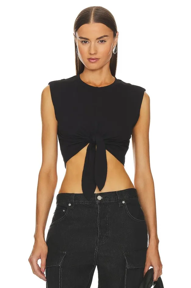 Cybil Tie Front Top Black Women Lovers and Friends Tops