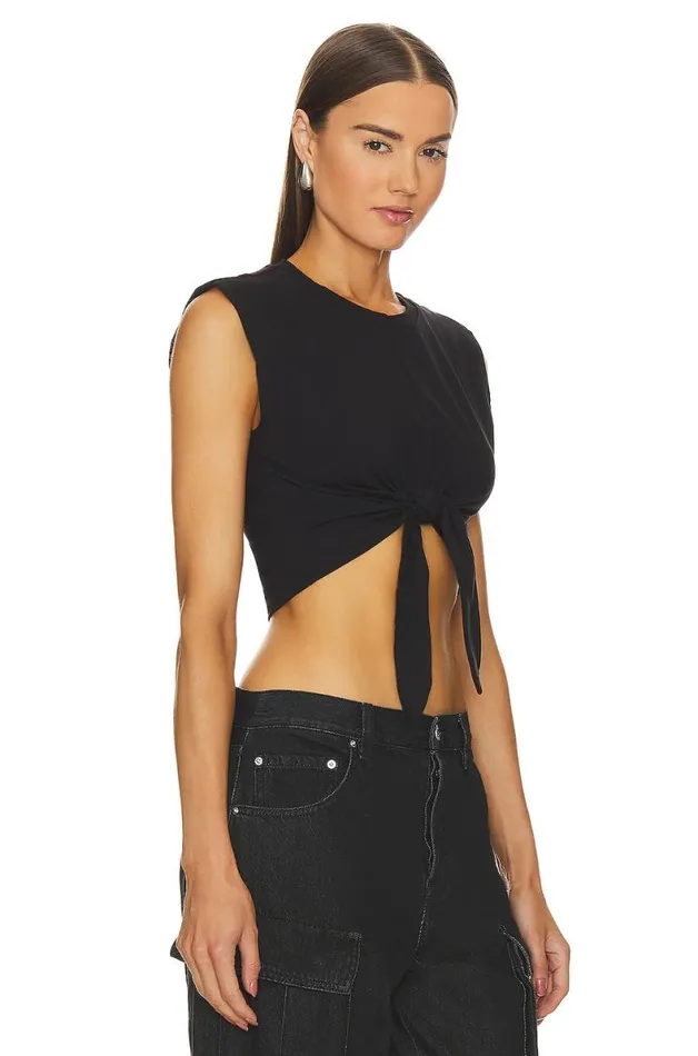 Cybil Tie Front Top Black Women Lovers and Friends Tops