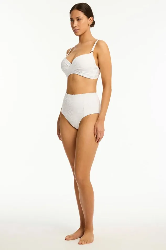 De Soleil Panelled High Waist Pant De Soleil White Women Sea Level Bottoms