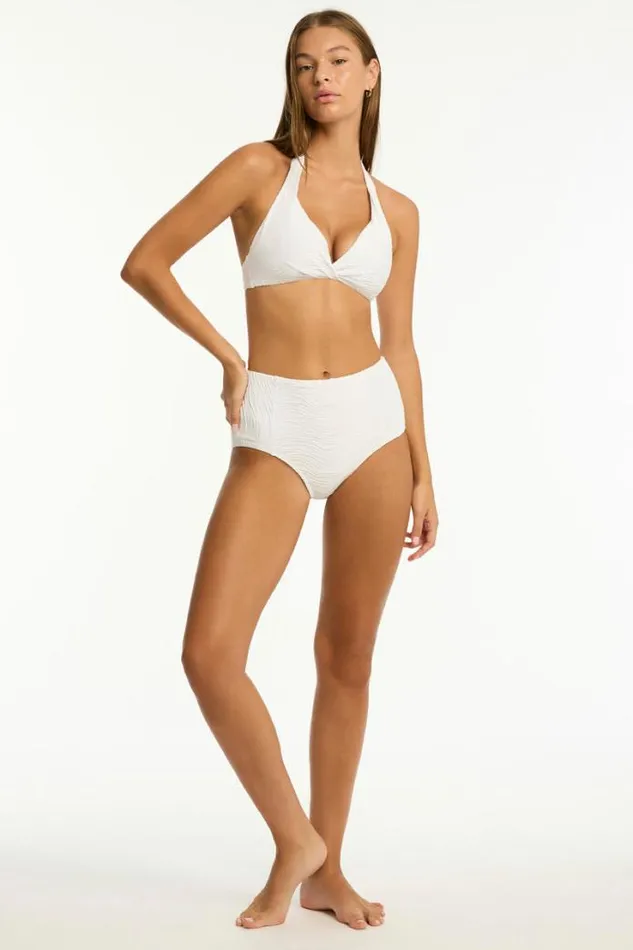 De Soleil Panelled High Waist Pant De Soleil White Women Sea Level Bottoms